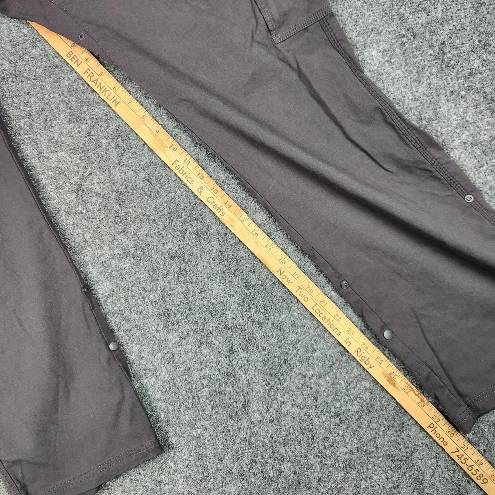 Prana Stretch Zion Pants Mens 35‎ Gray Hiking Outdoor Cargo Nylon Snap Hem Trail